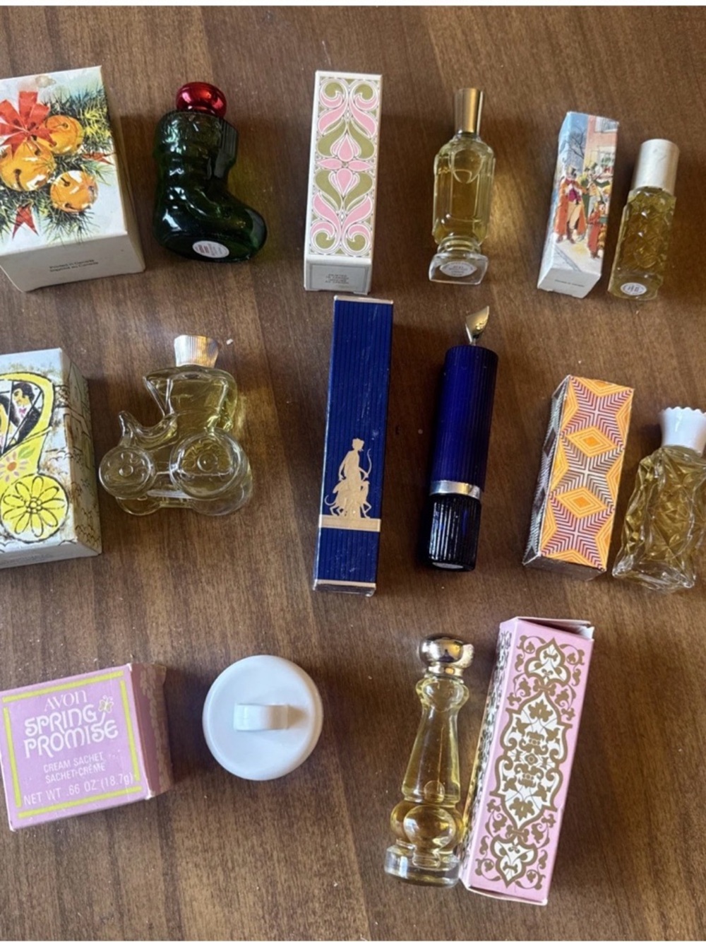 Avon Pink and Gold Miniature Perfume Bottle with Decorative Box